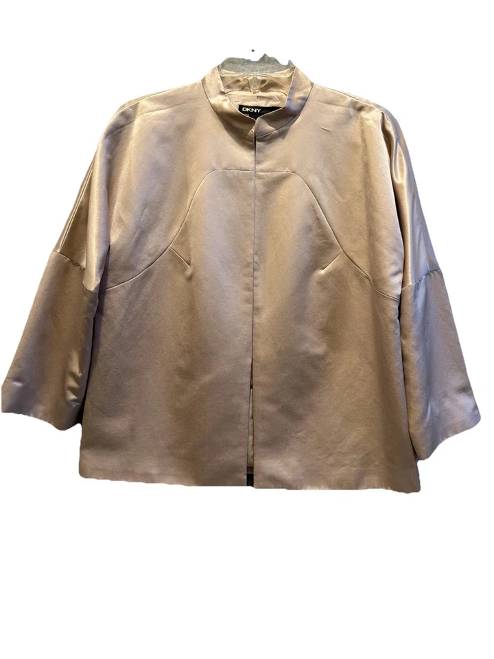 Traje Chaqueta DKNY Mujer Rosa Pastel Mezcla Seda Satinado Talla 12 P Vacaciones Oficina Foto 1 de 4