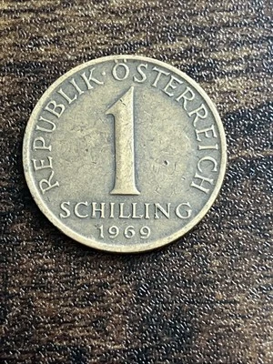 1969 Austria 1 One Schilling Aluminum-Bronze Edelweiss flower Actual Coin TB3791 - Image 1 of 2