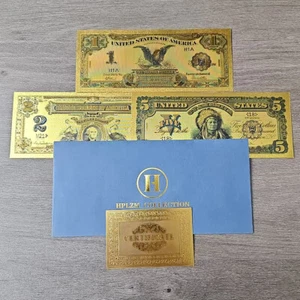 Juego de 3 billetes de plástico de lámina de oro de 1 2 5 dólares de Estados Unidos sobre 1899 años - Imagen 1 de 8