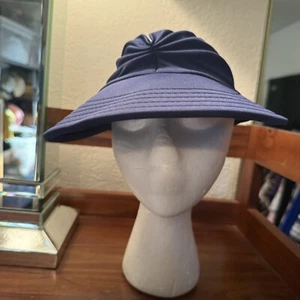 Women's Stretch Headband Baseball Cap Hat Ponytail Back Navy Blue - Picture 1 of 9