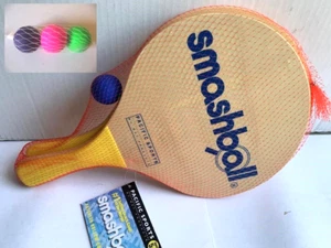 The Original Wood Smashball Paddleball Set 4 Balls Outdoor Beach Paddleball Game - Picture 1 of 2