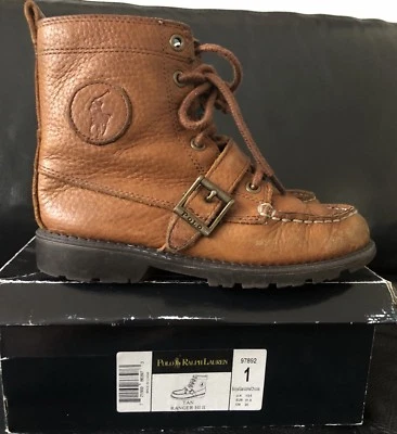 Botas Ralph Lauren Tan Ranger Hi II para niños talla 1 Foto 1 de 4