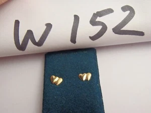 Solid 14kt Yellow Gold Double Heart Shape Stud Small Dainty Earrings New - Picture 1 of 15