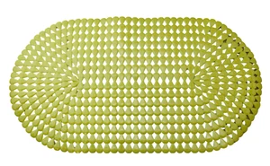Oval Bath Mat with Pear Shape Diamond Design Anti-Slip Suction Shower Yellow - Picture 1 of 10