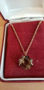 9ct Gold Mounted Smokey Topaz Pendant on a 9ct Gold Chain