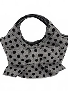 Bolso de Mano Kate Spade Gris con Lunares Negros Walker Park Tate Bow Fieltro Lana - Imagen 1 de 6