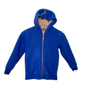 Mini Boden Blue Sherpa Lined Jacket Winter Hoodie Coat Unisex Size 7-8yr - Picture 1 of 10