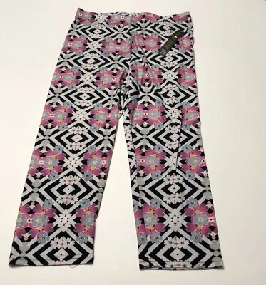 Leggings Chevron Con Flores Mantecoso Suave Capris Talla Ajuste OS Ajuste 0-14 Foto 1 de 4