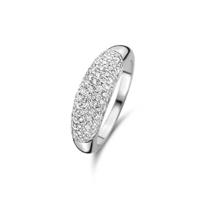 An a fascia pavè in argento 925 con zircone A++++ di eccezionale luce rodiato - Immagine 1 di 3