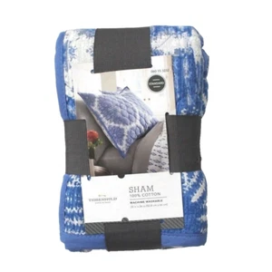 Threshold Cotton Linework Medallion Single Standard Size Pillow Sham Blue NWT - Picture 1 of 4