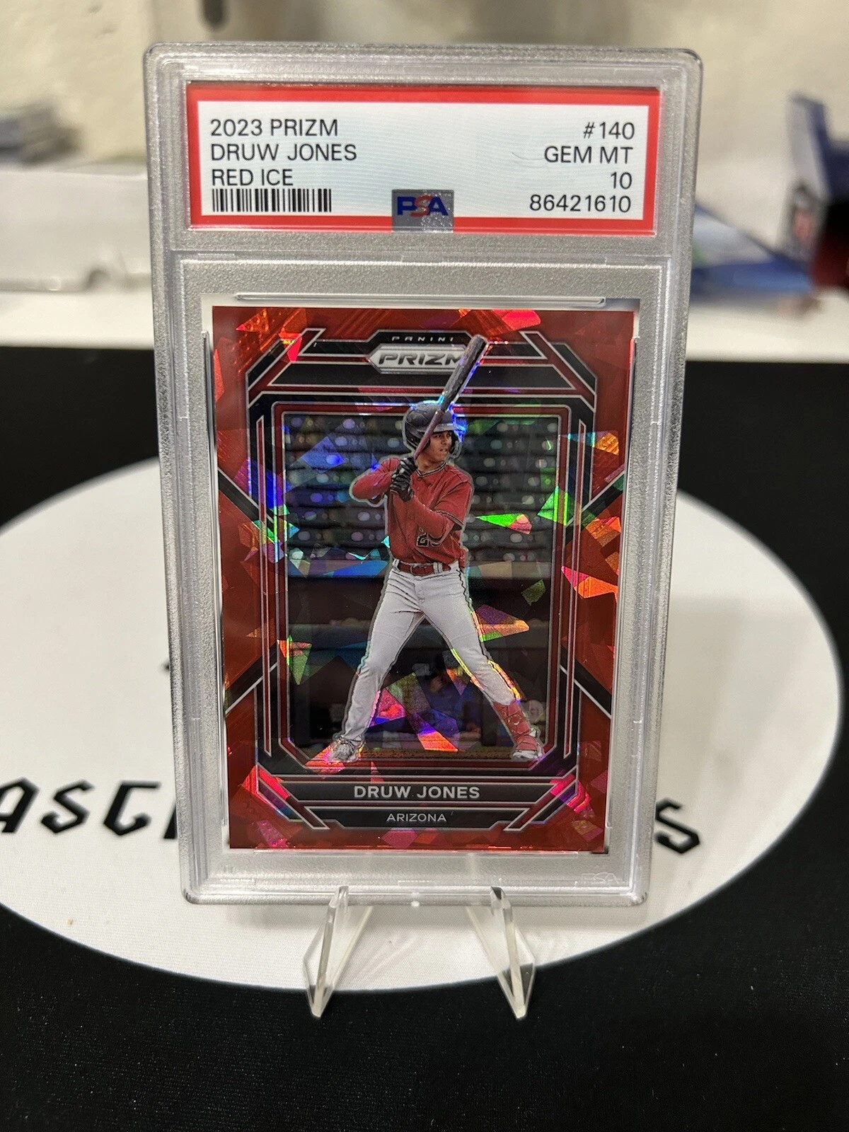 2023 Panini Prizm Druw Jones Red Cracked Ice PSA10 GEM MT Arizona Diamondbacks