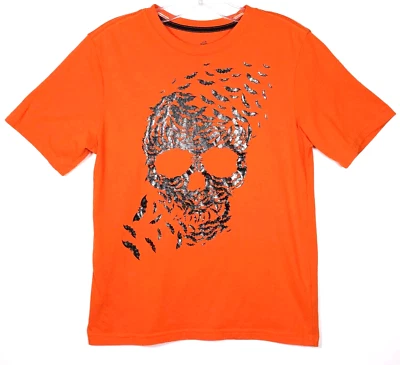 Youth Kids T-Shirt XL 14-16 Halloween Party Skull Skeleton Flying Bats Horror - Image 1 of 4