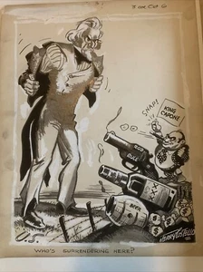 Jerry Costello Original Political Drawing “Who’s Surrendering Here?” Al Capone - Picture 1 of 6