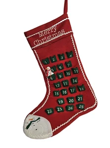 Snowman Christmas Stocking Advent Calendar Merry Countdown Holiday 26" - Picture 1 of 10