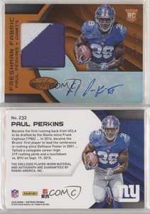 2016 Certified Mirror Orange /199 Paul Perkins #232 Rookie Auto RC