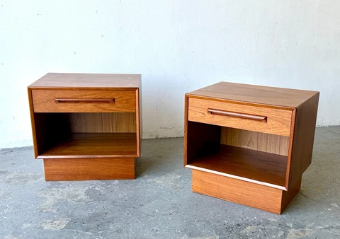 A Pair of Westnofa Mid Century Danish Modern Teak nightstand / End Tables Cover