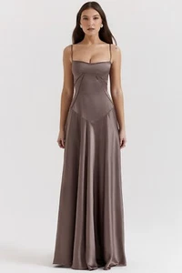 HOUSE OF CB 'Anabella' Smoke Lace Up Maxi Dress M 10/12 3829 - Picture 1 of 10
