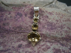 925 sterling silver yellow Citrine gemstone pendant - Picture 1 of 10