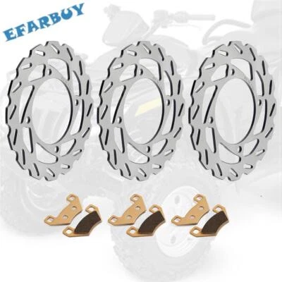 3x Front Rear Brake Disc Rotors Pads For Arctic Cat 500 550 650 700 1000 TRV EFI - Image 1 of 4