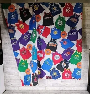 Vintage NBA Fabric 90s Team Logos Basketball 82" X 91" MADE IN USA  - Picture 1 of 7