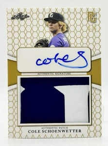 2022 Leaf Metal Perfect Game Cole Schoenwette Game Worn Patch Auto 5/6 Reds - Picture 1 of 2
