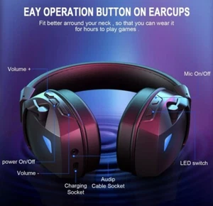 BL100 Pro Wireless Gaming Headset - Includes ,PS5 Micro Usb Wired Option Gift - Picture 1 of 16