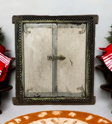 Panel de ventana colgante de pared de madera vintage original antiguo hecho a mano Foto 1 de 4