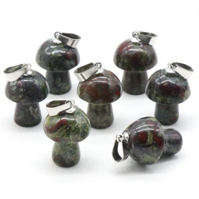 Dijes colgantes de setas curativas de piedra de sangre de dragón natural 20 piezas para hacer joyas Foto 1 de 3