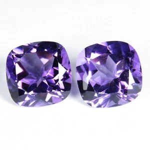 4.55Cts Excellent  Natural Amethyst Cushion Cut 8mm Collection Pair - Picture 1 of 5