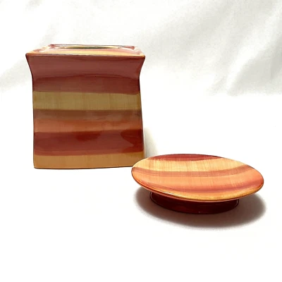 Juego de baño de cerámica vintage, soporte para pañuelos y jabonera a tira naranja, pintado a mano Foto 1 de 4