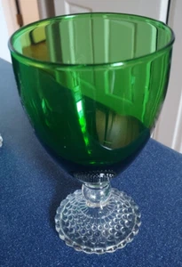 4 Vintage ANCHOR HOCKING Bubble Foot Forest Green 5.5" Stemware/Goblets - Picture 1 of 5