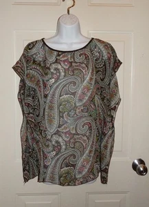 Six Degrees of Separation Scarf Print Sheer Paisley Floral Blouse Size Small - Imagen 1 de 5