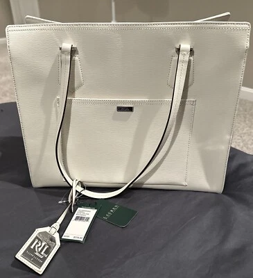 Nuevo Bolso de Mano Ralph Lauren Lowell Blanco Vainilla Negro Borde Bolso de Hombro Foto 1 de 4