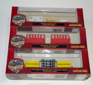 3 Ertl Railway Designs, Flatcar Loads (Generators, 6 Row Cornheads, Grain Boxes) - Picture 1 of 4