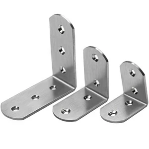 84/65/50mmRight Angle Bracket L-Shaped Corner Brace Shelf Stainless Steel Silver - Picture 1 of 12