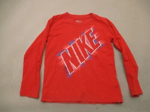 The Nike Tee Size 6-7 YRS Girls Red 100% Cotton Long Sleeve Athletic Top 484 - Picture 1 of 6