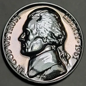 1961 P PROOF JEFFERSON NICKEL BLUE/PINK TONED - Picture 1 of 10