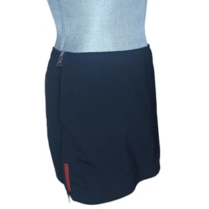 RARE!! Prada Black Mini Skirt Sides Double Zipped Mesh Size Small - Picture 1 of 14