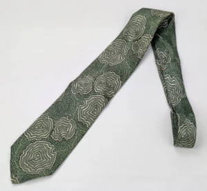 Cravatta uomo Robinson's California verde fantasia seta 53" L 3,25" con alcune macchie - Foto 1 di 10