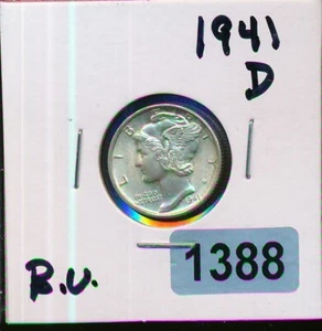 MERCURY SILVER DIME - 1941-P - BU - #1388 - Picture 1 of 2