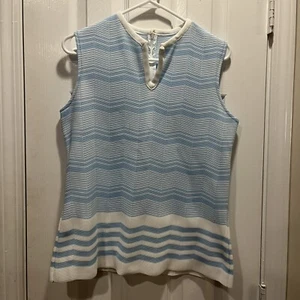 Tank top vintage anni '70 senza maniche motivo geometrico poliestere mod mazzo brady - Foto 1 di 9