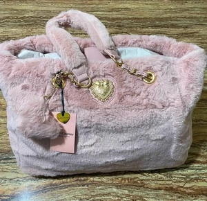 Borsa Juicy Couture rosa cipria pelosa borsetta tote bag accogliente - Foto 1 di 6