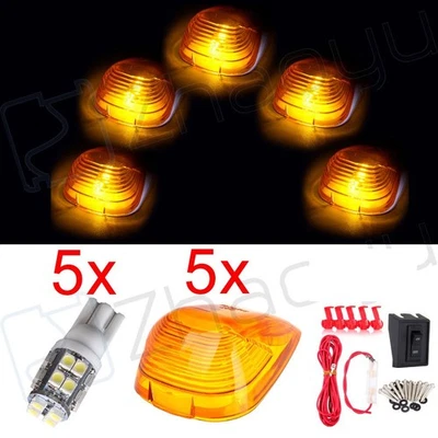 5 Set Roof Amber Cab Marker/Running/Clearance 20 LED Light +Wiring Pack For Ford - Image 1 of 4