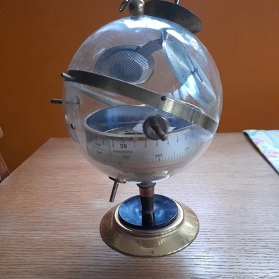 Mid Century Sputnik/Orb West German Barometer Hydrometer Weather Station  brassy - Image 1 of 4