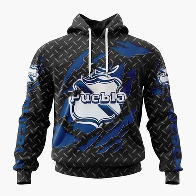Sudadera con Capucha Personalizada LIGA MX Club Puebla Diseño Metal Negro Para Hombre Fan Gear Regalo Foto 1 de 4