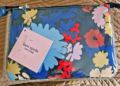 Kate Spade Bolsa Columpio Flora Azul Floral Cremallera Lápiz Cosméticos Bolso NUEVO NUEVO CON ETIQUETAS Foto 1 de 4