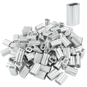 Murtenze 120Pcs 1/8" Wire Rope Sleeve, Aluminum Cable Crimp M3--1/8(120 Pcs)  - Picture 1 of 5