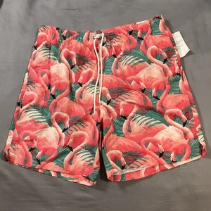 Old Navy Swim Trunks Mens Large Pink Flamingo Print UPF 40 - Picture 1 of 9