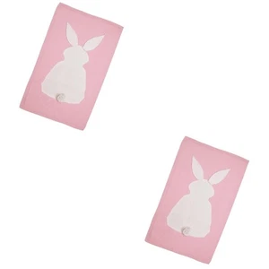 2 stücke Babydecke 3d Kaninchen Ohr strickende Decke Bequeme Säuglingsdecke Rosa - Bild 1 von 12