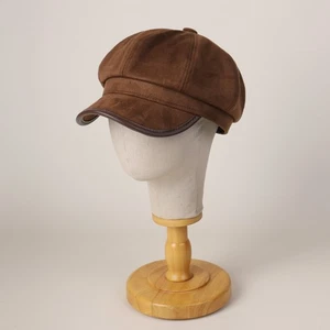 Cappello piatto donna giapponese ecopelle scamosciata newsboy berretto casual outdoor berretto a punta moda - Foto 1 di 16